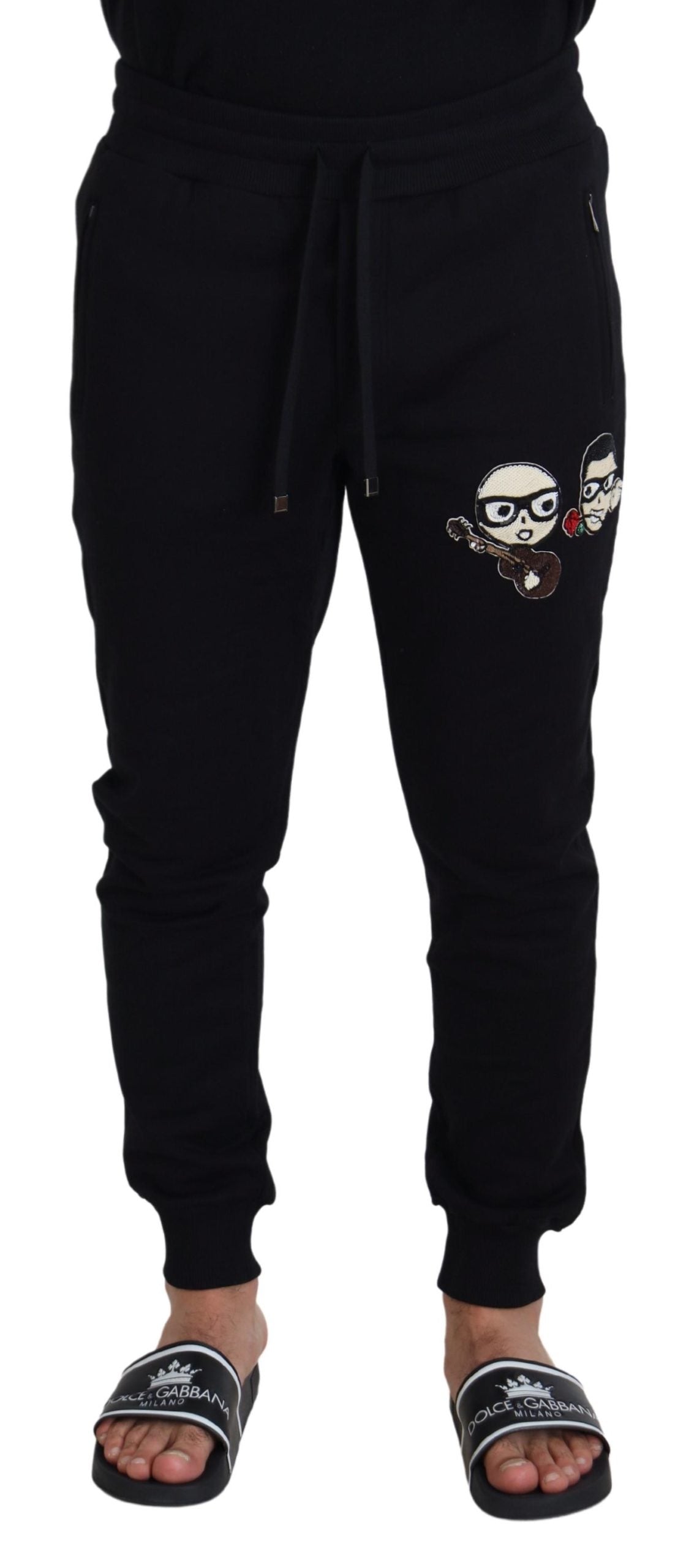 Black Cotton #DGFamily Sequined Jogger Pants