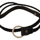 Black Leather Slim Women Waistband Metal Buckle Belt