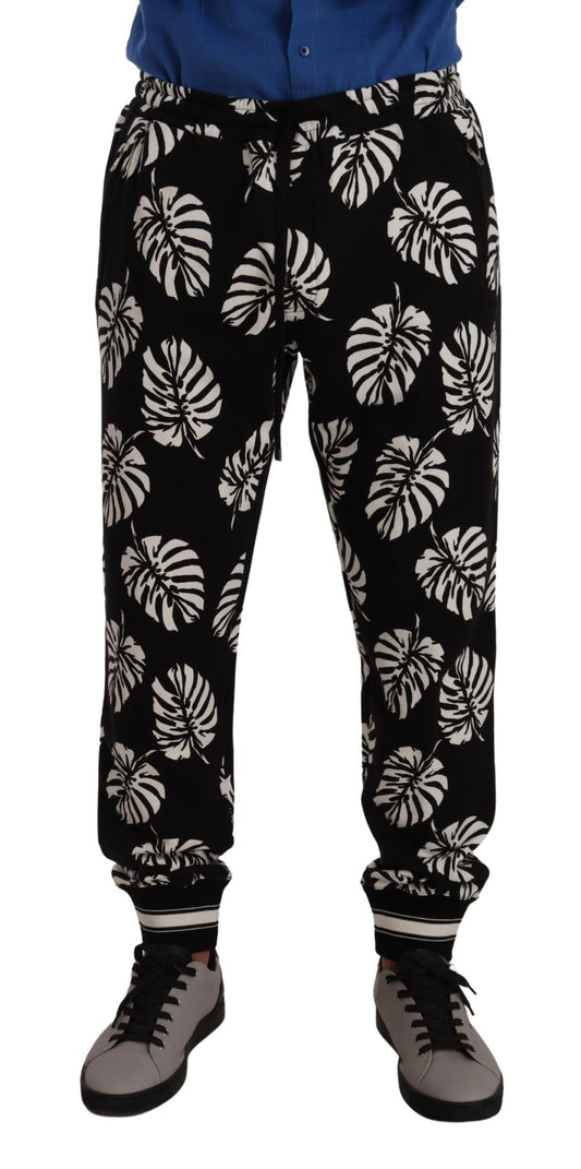 Elegant Leaf Print Jogger Sweatpants