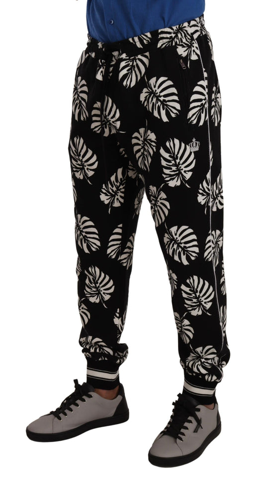 Elegant Leaf Print Jogger Sweatpants