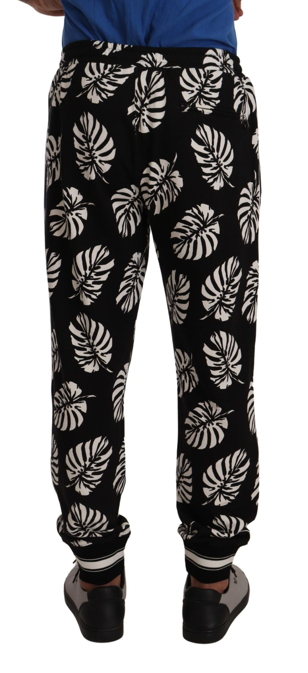 Elegant Leaf Print Jogger Sweatpants