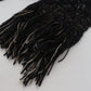 Black Wool Knitted Wrap Foulard Fringe Scarf