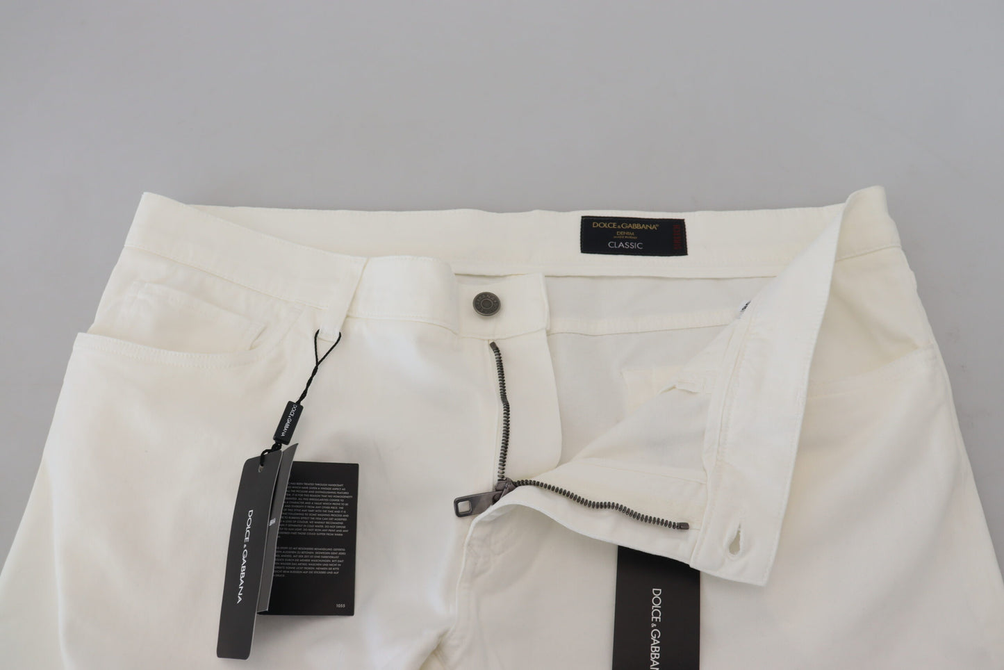 Elegant White Cotton Elastane Jeans