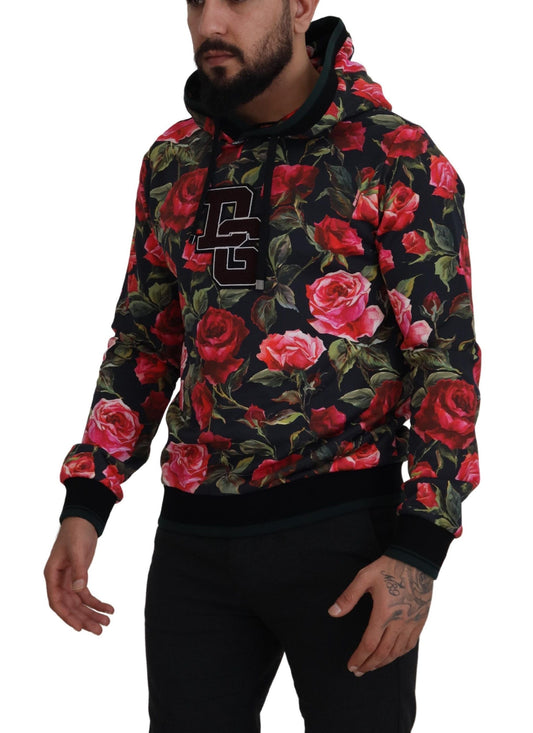 Multicolor Floral Cotton Hooded Sweater