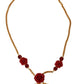 Gold Tone Charm Necklace with Crystal Pendant