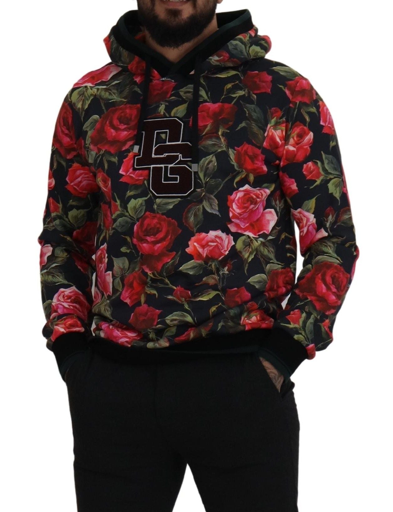 Multicolor Floral Cotton Hooded Sweater