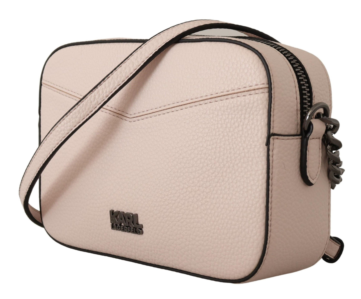 Chic Mauve Light Pink Leather Camera Bag