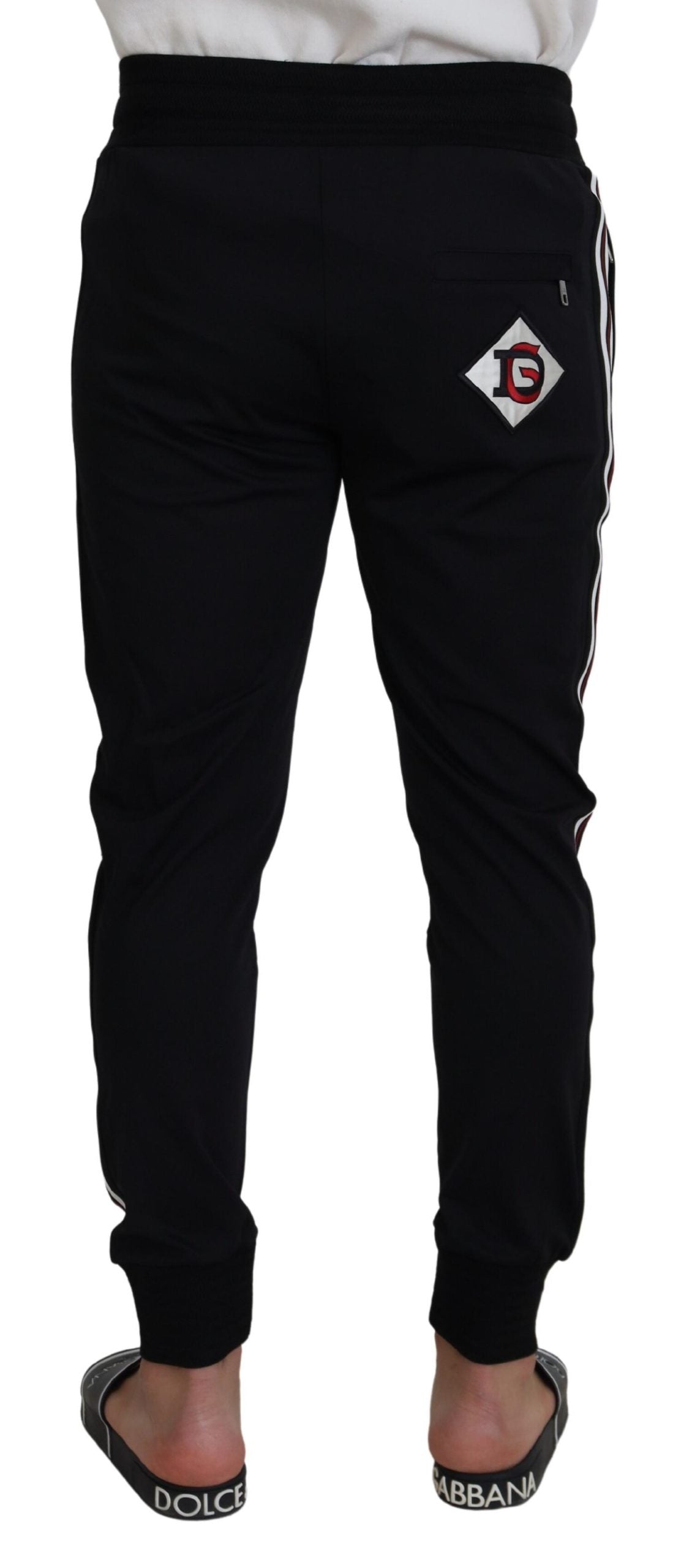 Black DG Print Mens Jogger Pants