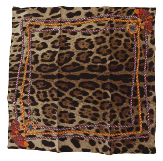 Elegant Leopard Silk Square Scarf