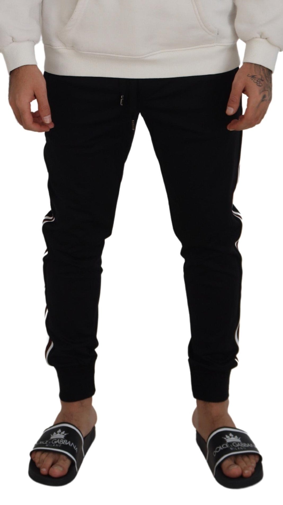 Black DG Print Mens Jogger Pants