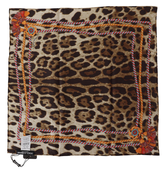 Elegant Leopard Silk Square Scarf