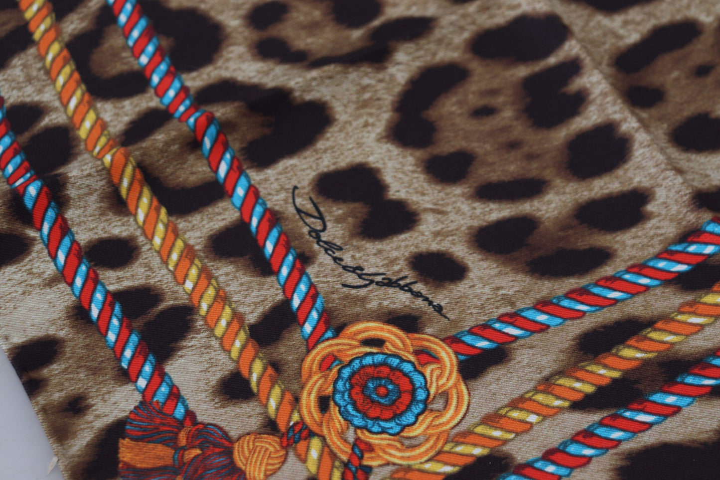 Elegant Leopard Silk Square Scarf