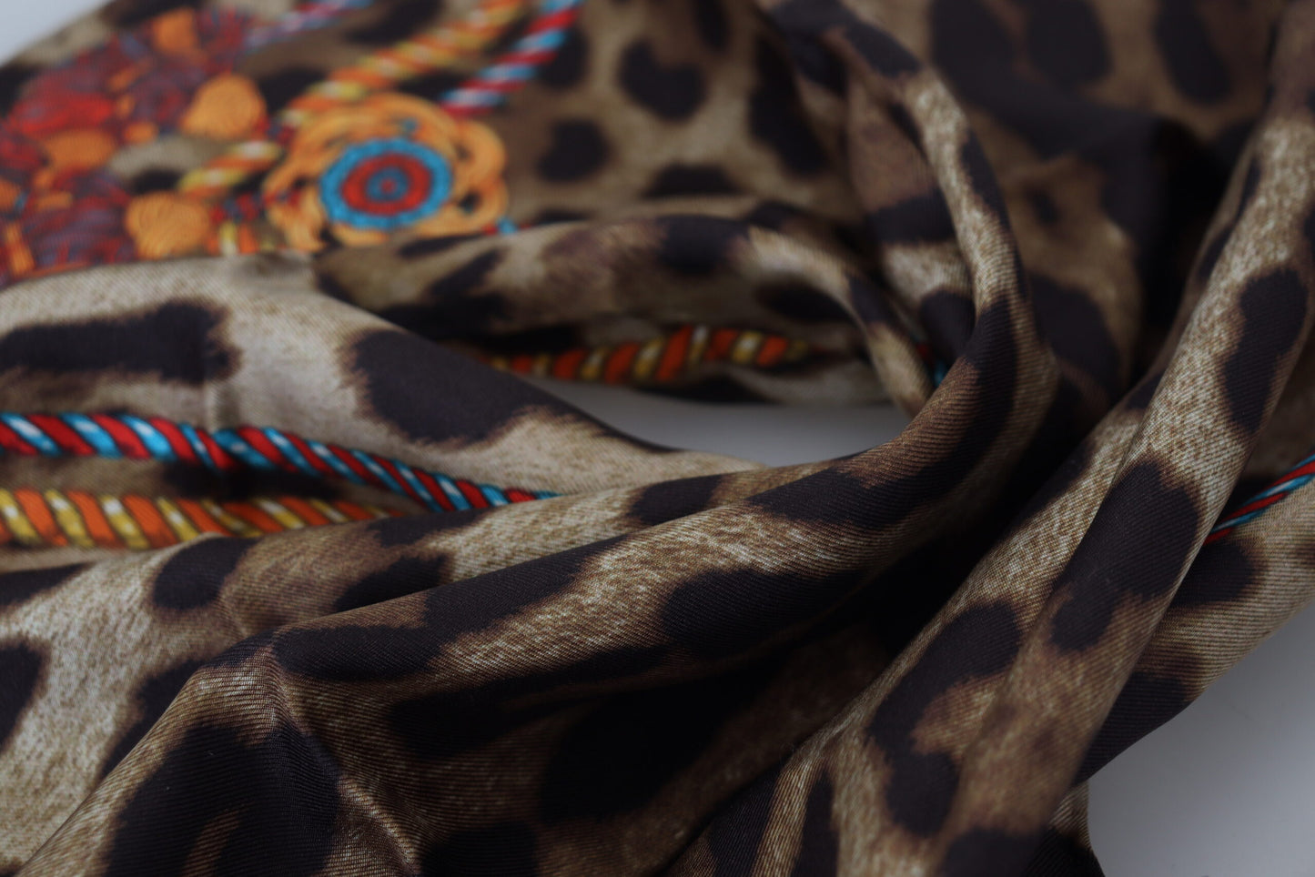 Elegant Leopard Silk Square Scarf