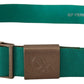 Green Cotton Silver Logo Metal Buckle Waist Belt