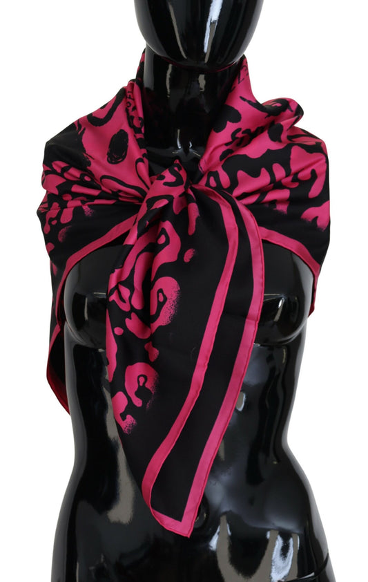 Elegant Pink Silk Square Scarf