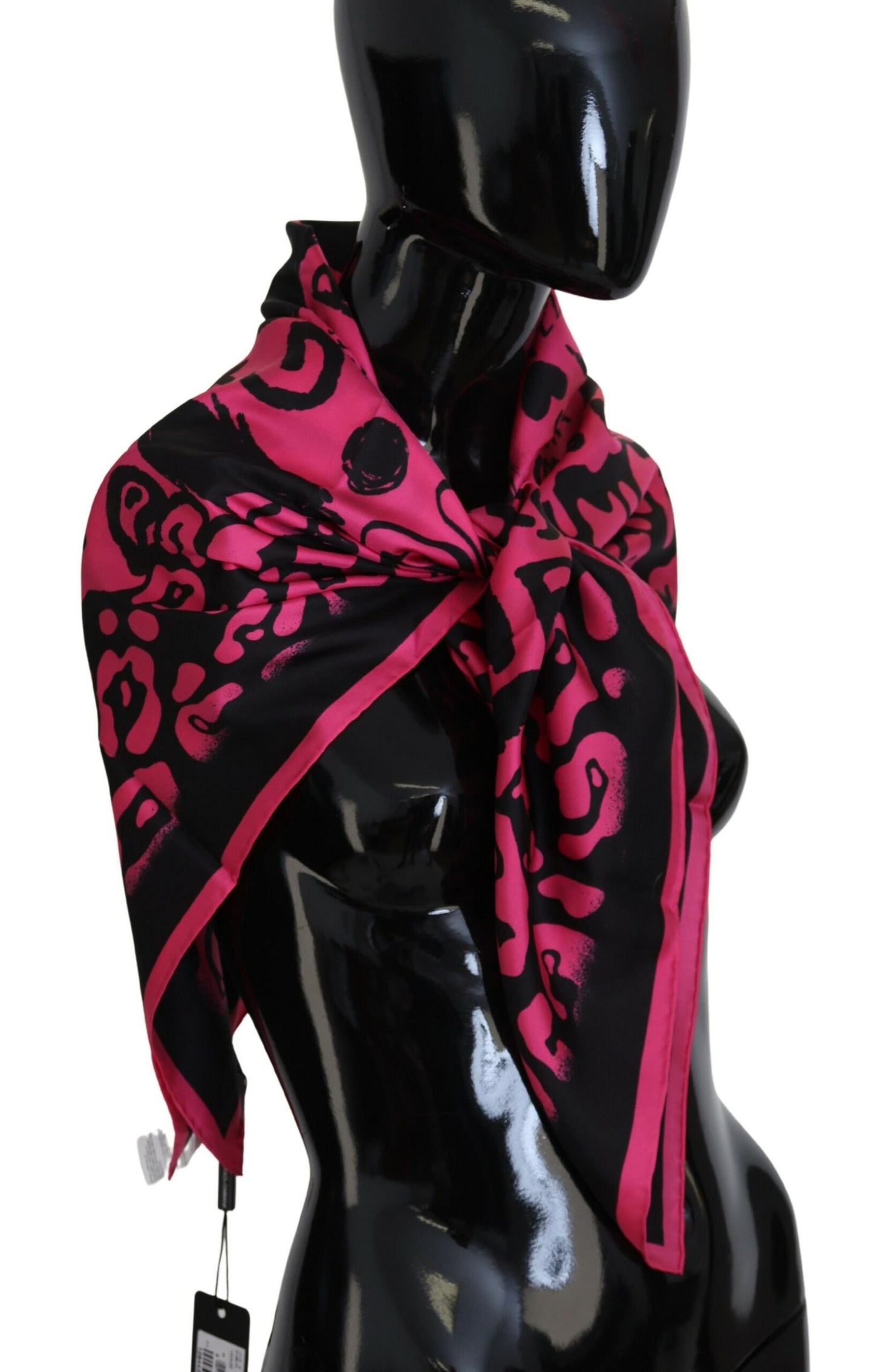 Elegant Pink Silk Square Scarf