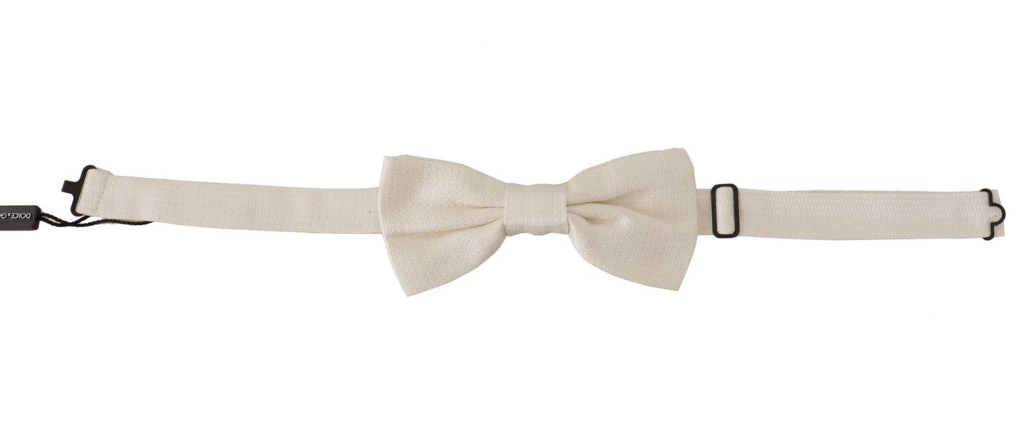 Elegant Off White Silk Bow Tie