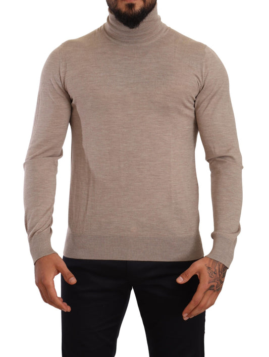 Timeless Beige Wool Turtleneck Sweater