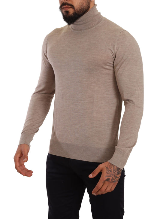 Timeless Beige Wool Turtleneck Sweater