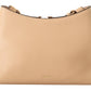 Elegant Nude Grainy Leather Shoulder Bag