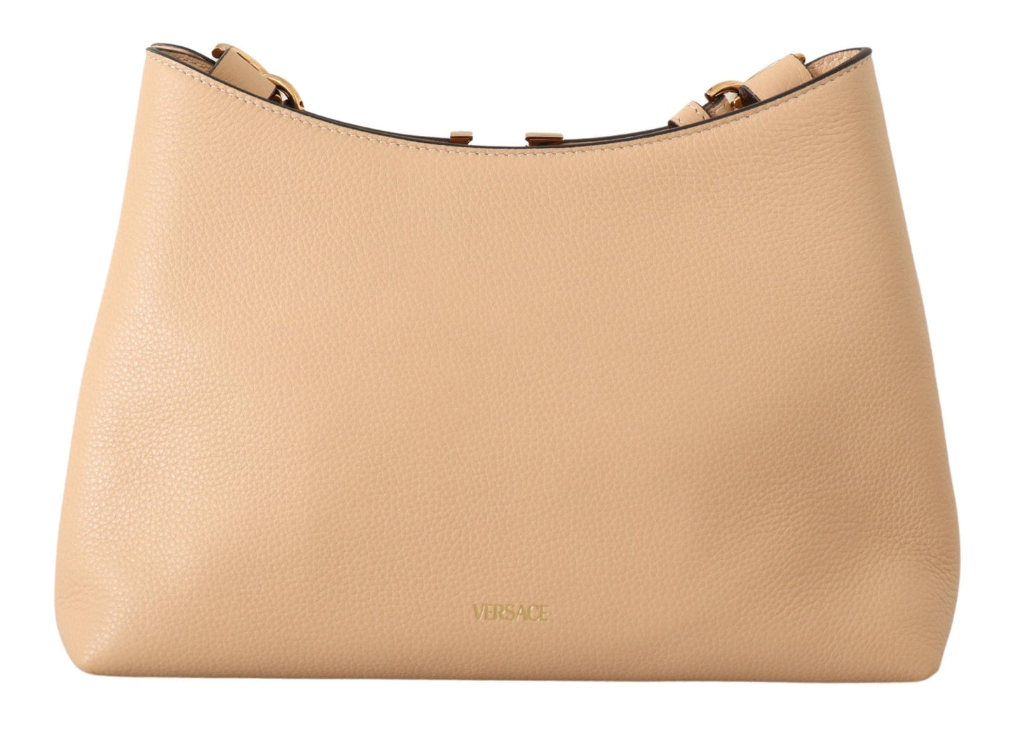 Elegant Nude Grainy Leather Shoulder Bag