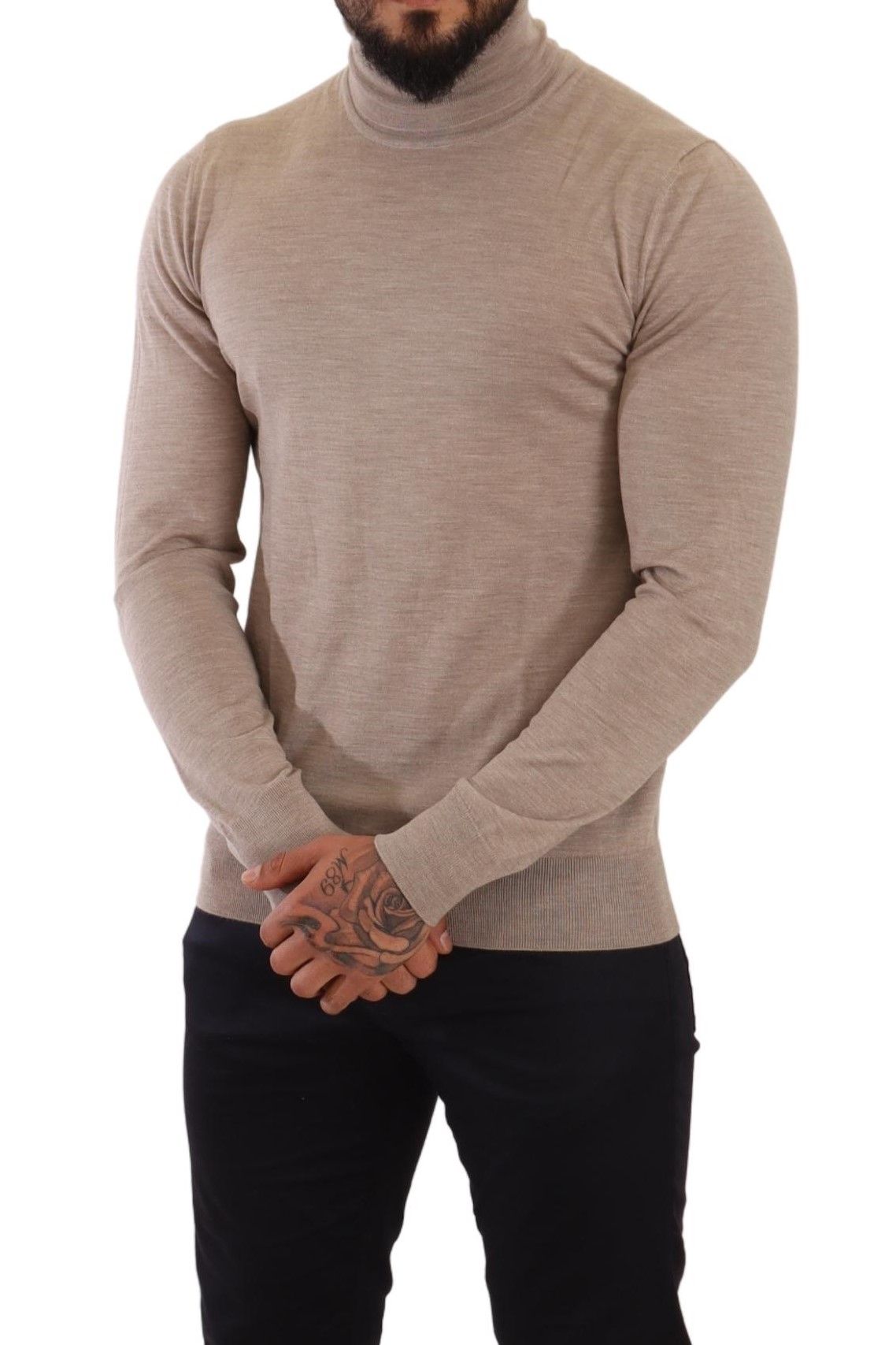 Timeless Beige Wool Turtleneck Sweater