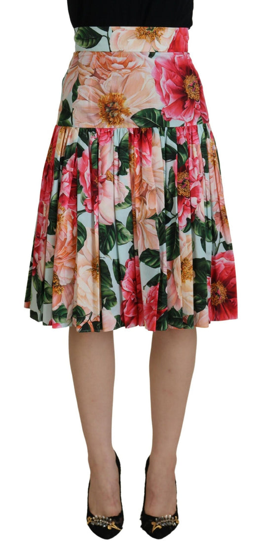 Chic High Waist Floral Knee Length Skirt