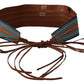Brown Leather Wide Waistband Tie Fastening Belt
