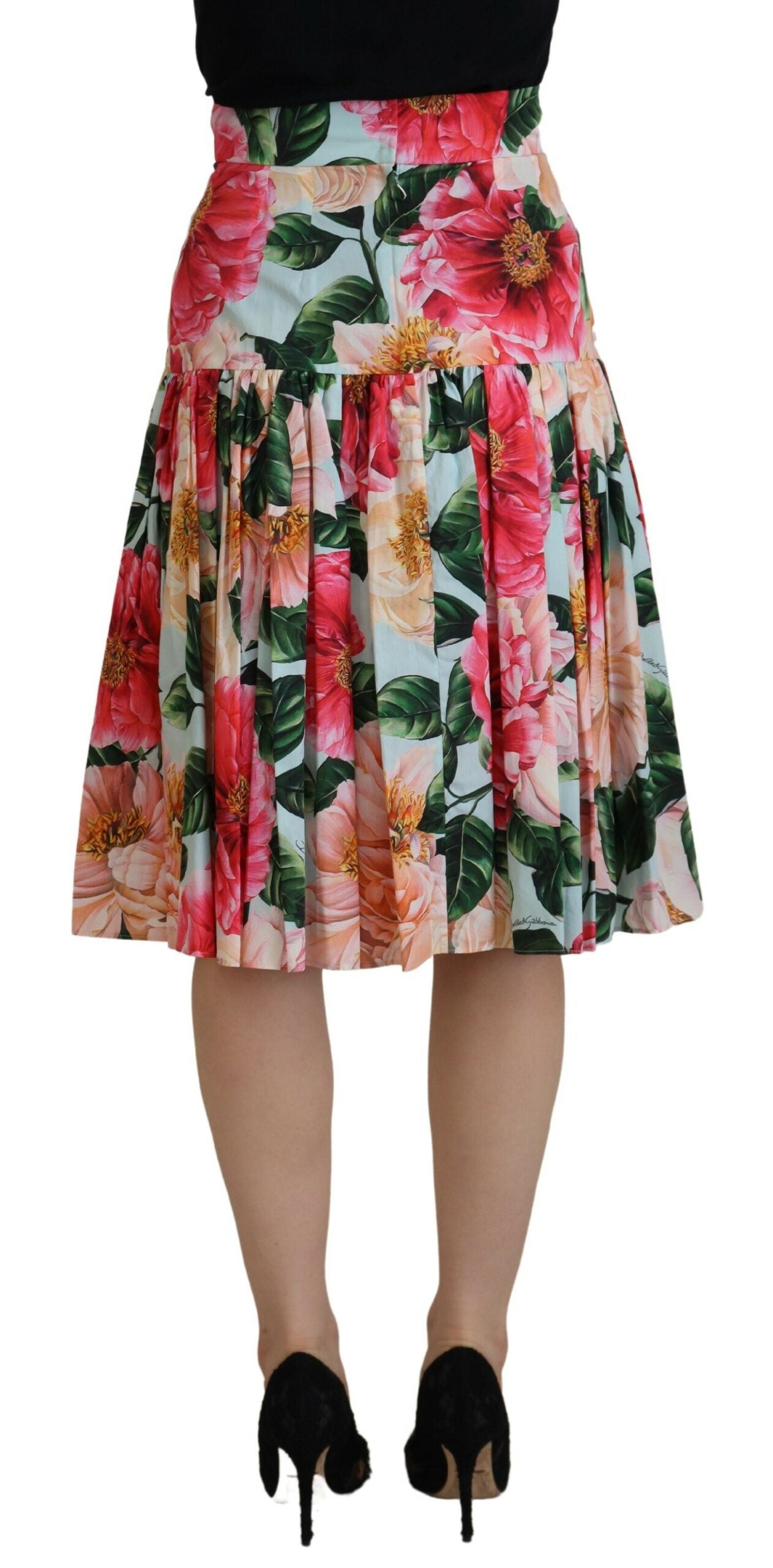 Chic High Waist Floral Knee Length Skirt