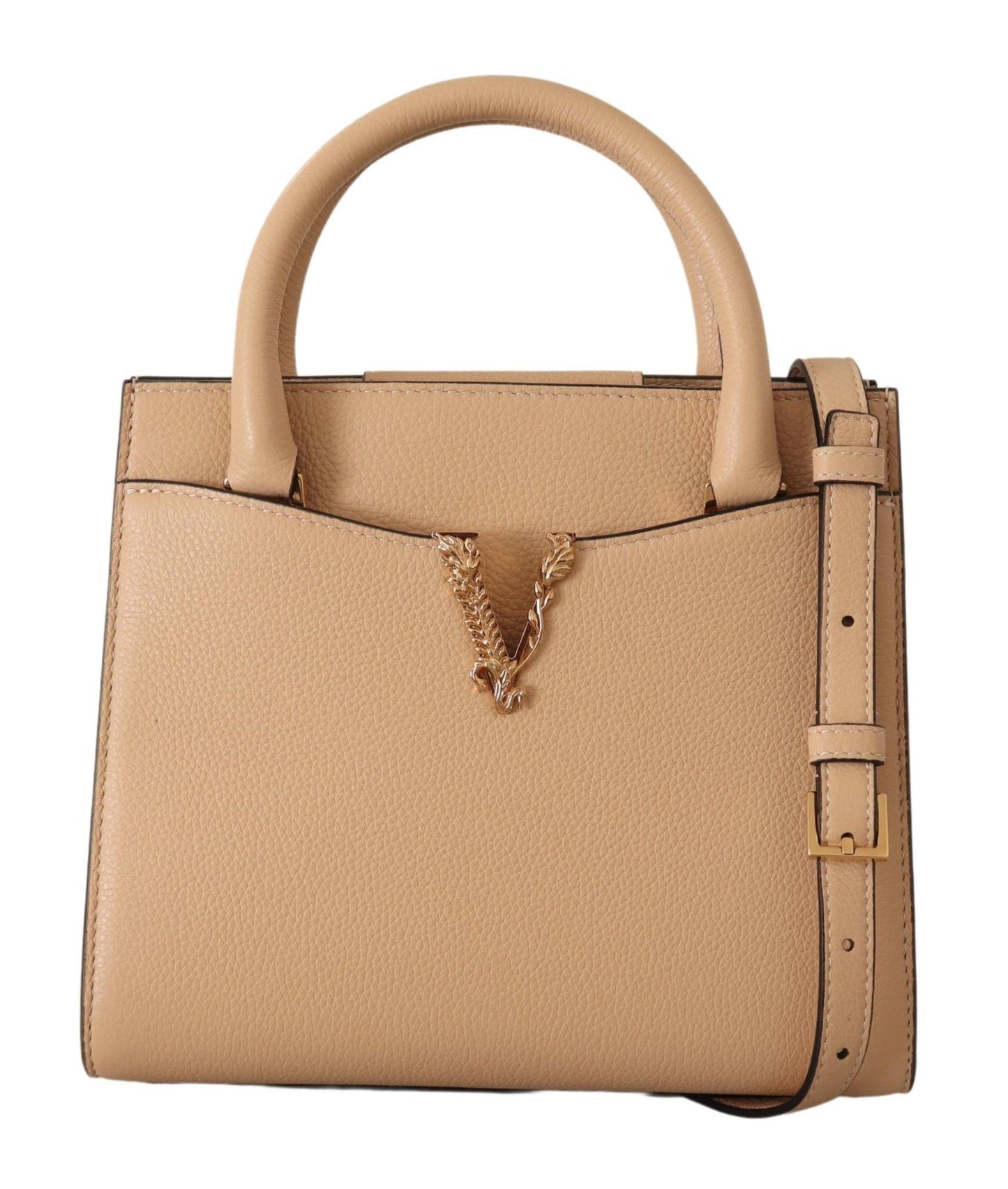 Chic Nude Grainy Leather Shoulder Bag