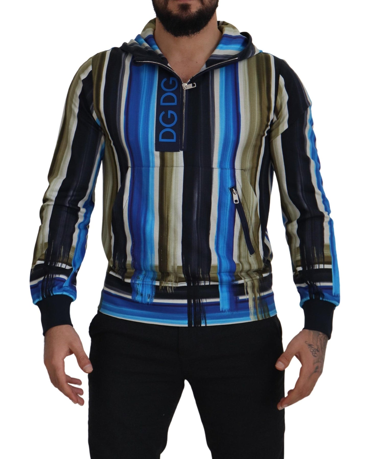 Multicolor Striped Cotton Hoodie