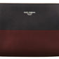 Elegant Leather Clutch in Gray & Bordeaux