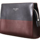 Elegant Leather Clutch in Gray & Bordeaux
