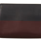 Elegant Leather Clutch in Gray & Bordeaux