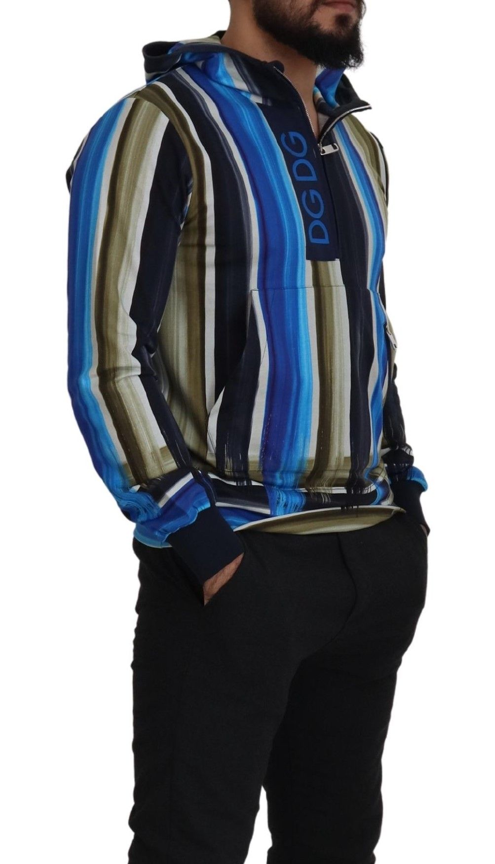 Multicolor Striped Cotton Hoodie