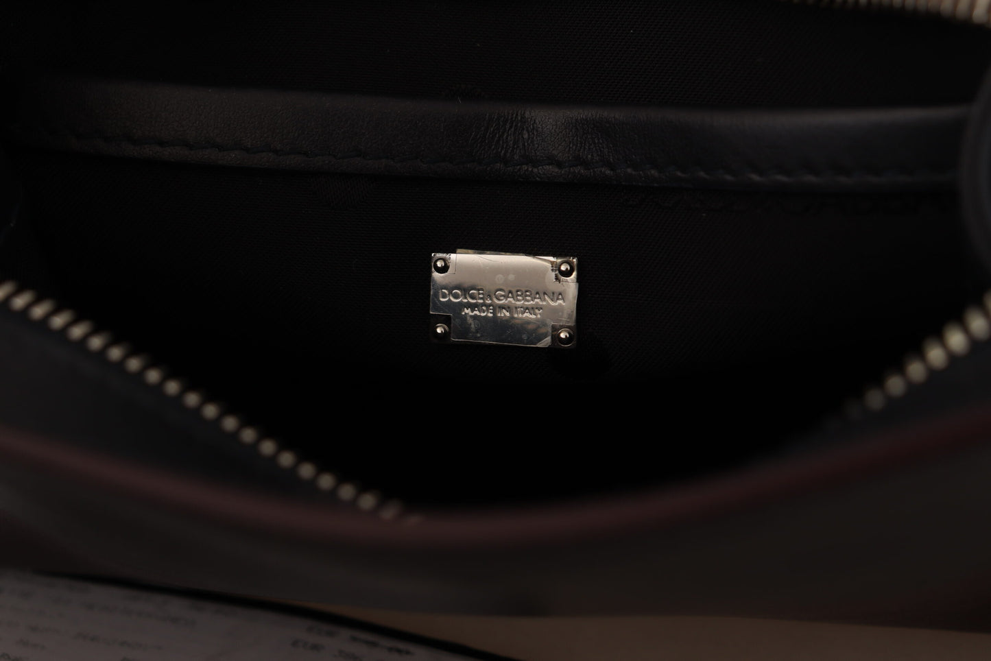 Elegant Leather Clutch in Gray & Bordeaux