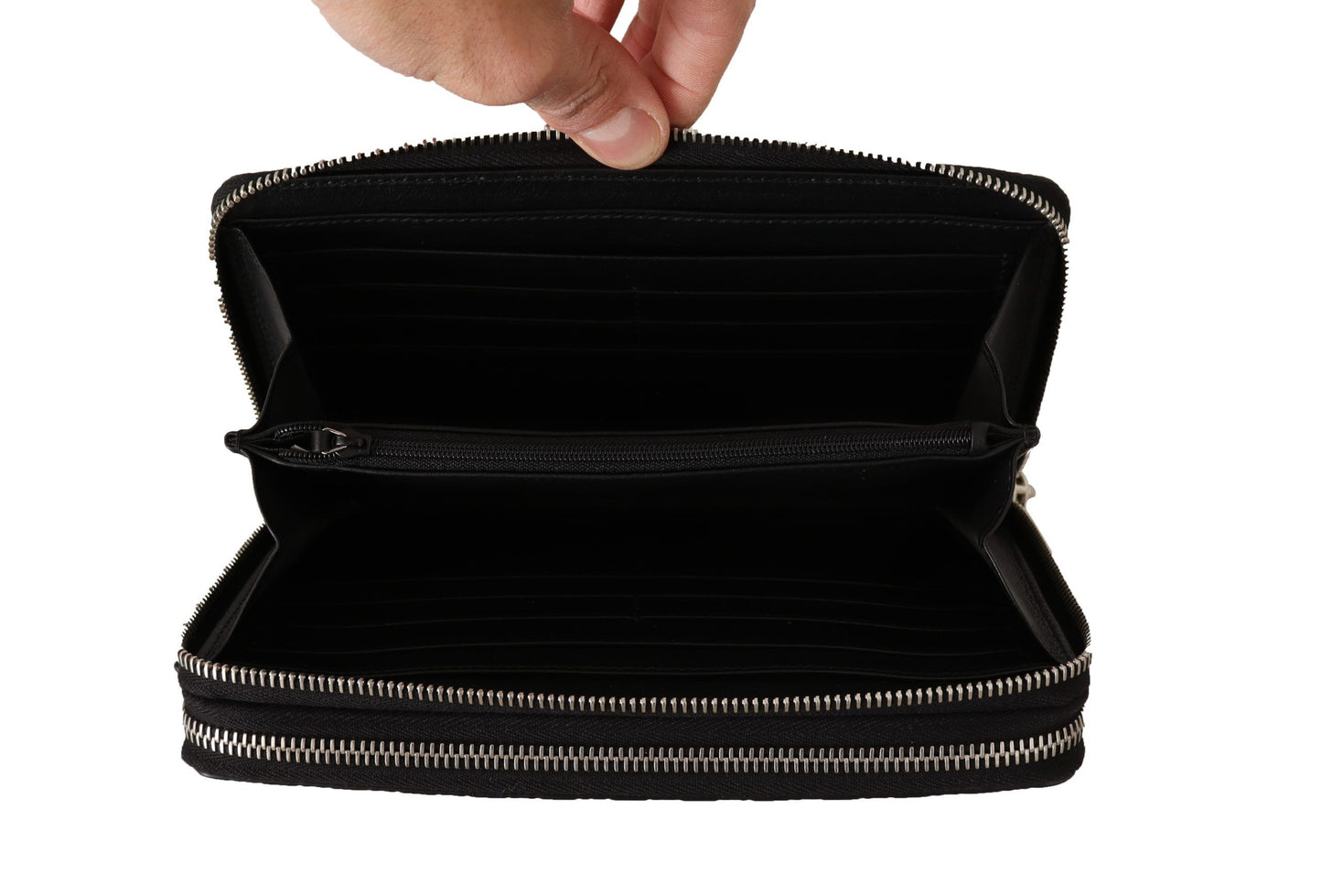 Elegant Black Leather Men's Zip Wallet