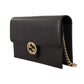 Elegant Black Leather Shoulder Bag with GG Snap