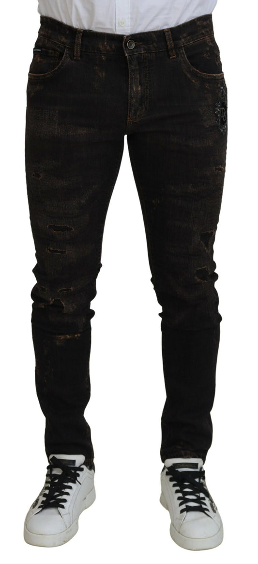 Elegant Skinny Brown Denim Jeans