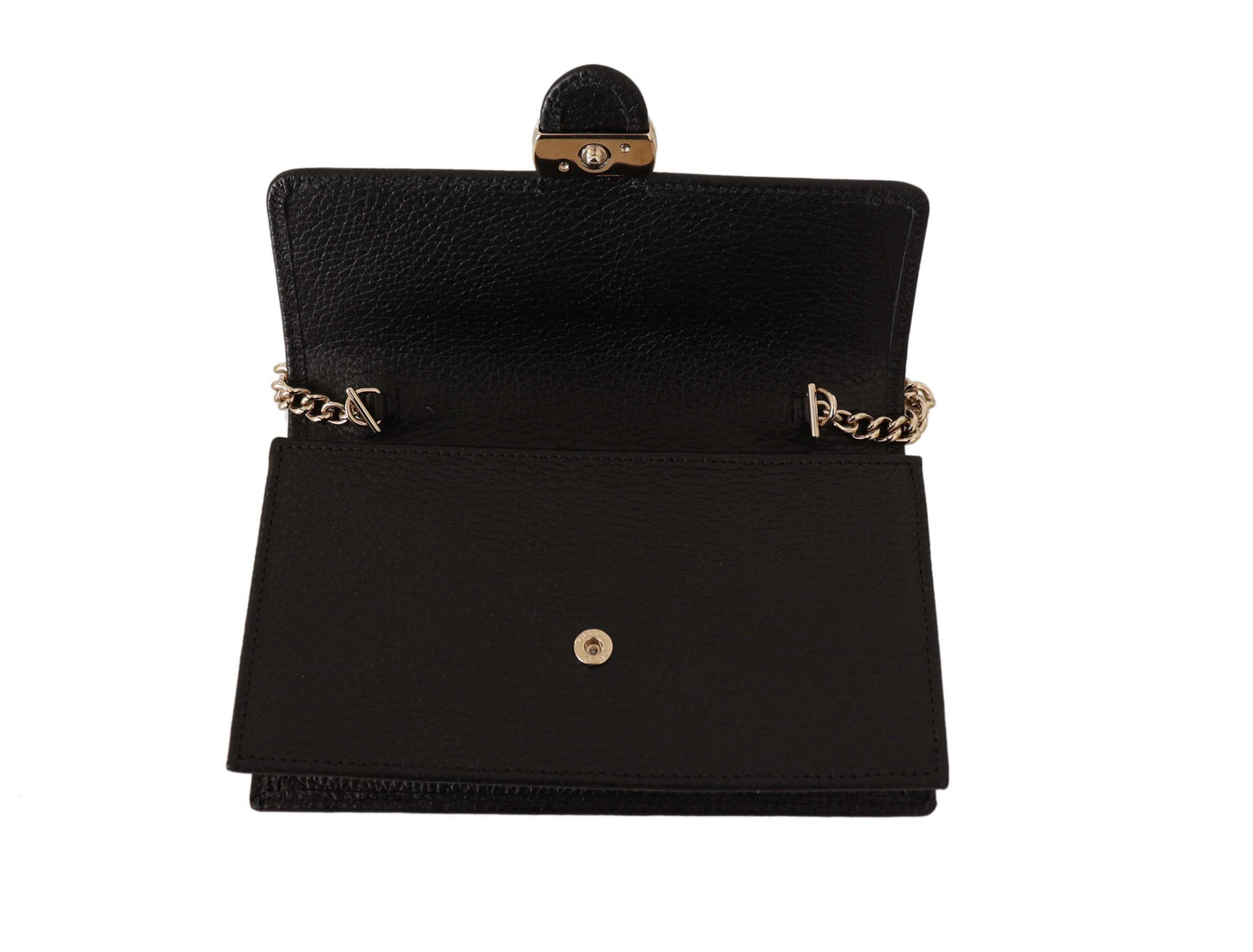 Elegant Black Leather Shoulder Bag with GG Snap