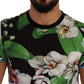 Black Floral Print Crewneck T-shirt