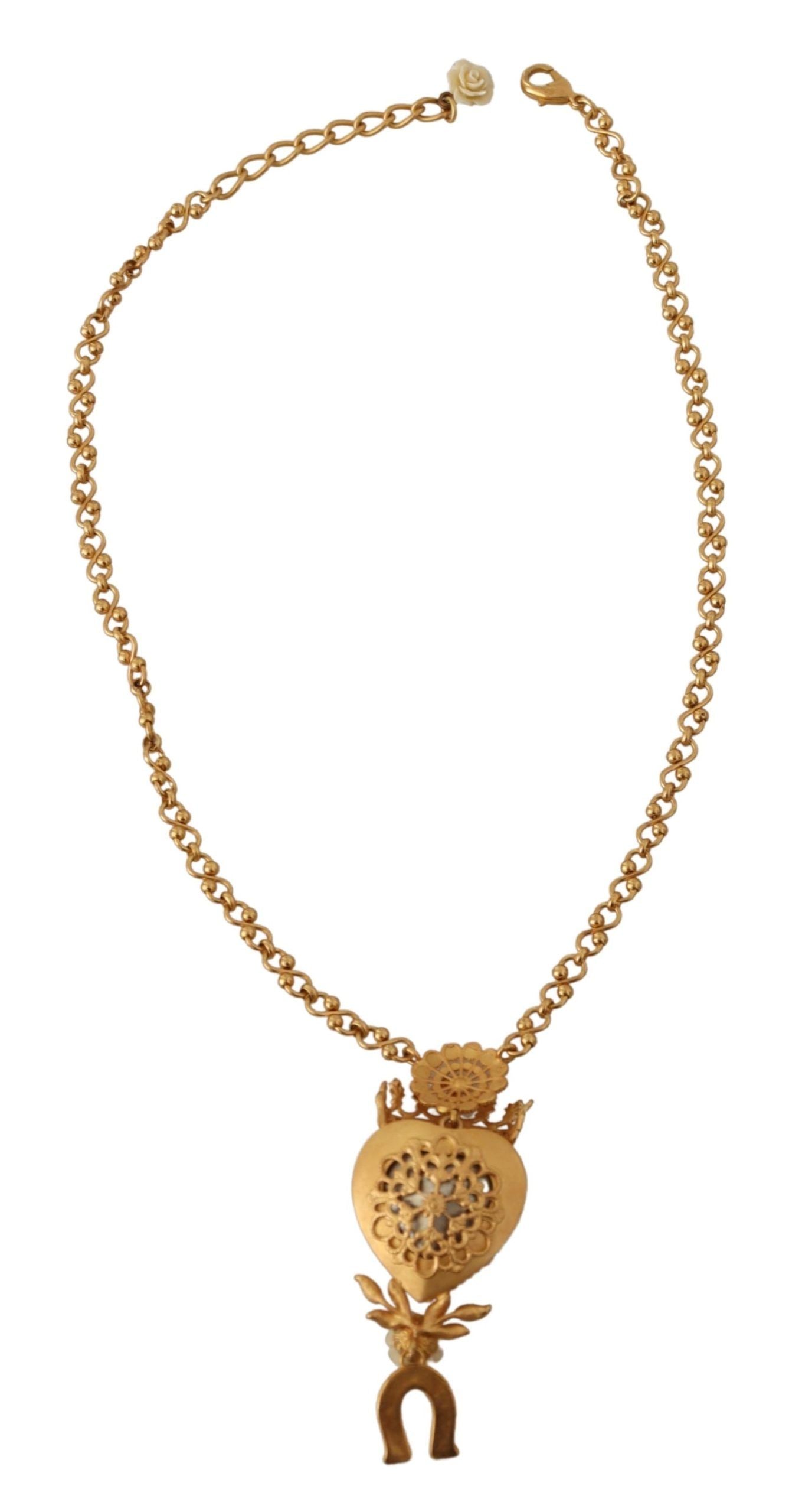 Elegant Gold Tone Crystal Charm Necklace