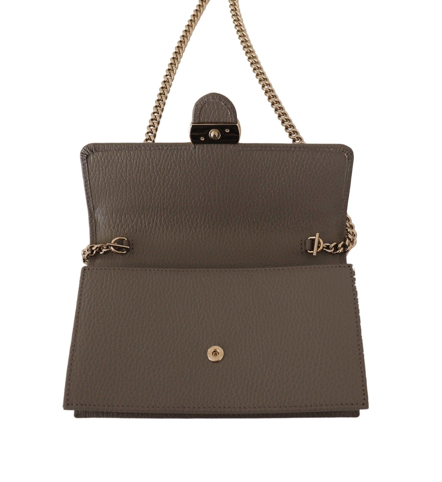 Elegant Grey Leather Shoulder Bag