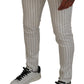 White Stripes Cotton Skinny Chino Pants