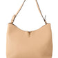 Elegant Nude Grainy Leather Hobo Bag