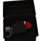 Chic Red Leather Keychain with Logo Badge