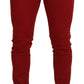 Red Skinny Cotton Stretch Denim Jeans