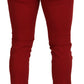 Red Skinny Cotton Stretch Denim Jeans
