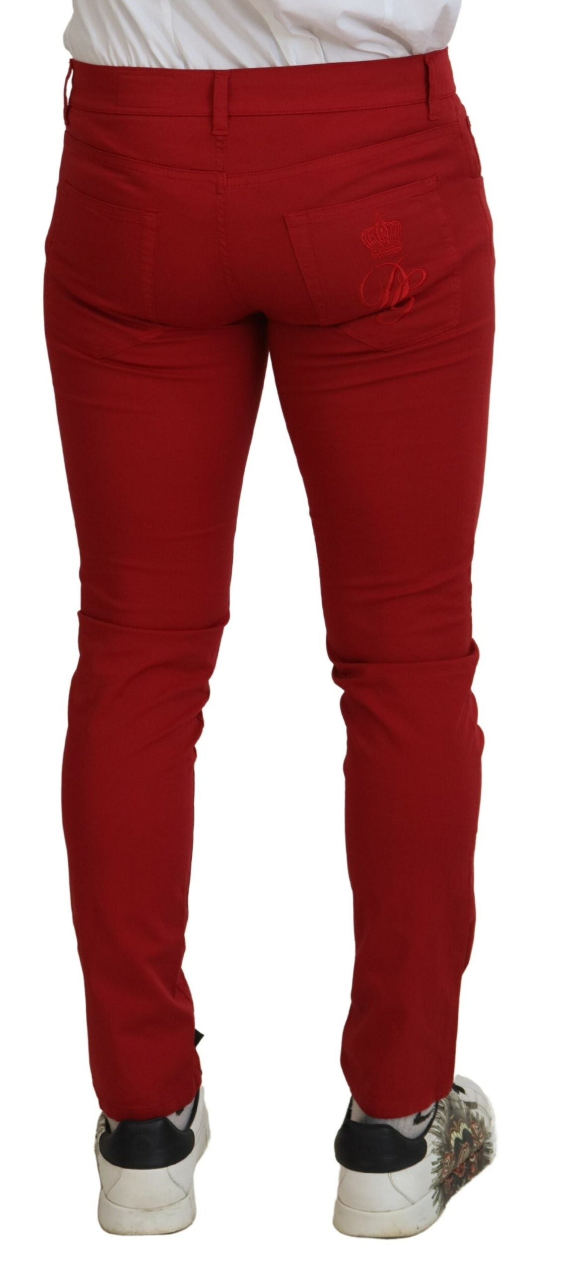 Red Skinny Cotton Stretch Denim Jeans