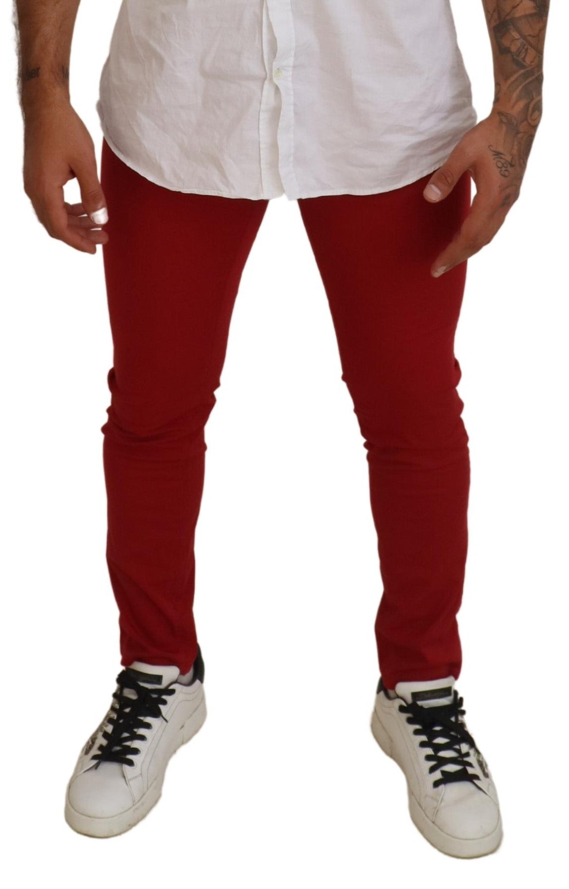 Red Skinny Cotton Stretch Denim Jeans